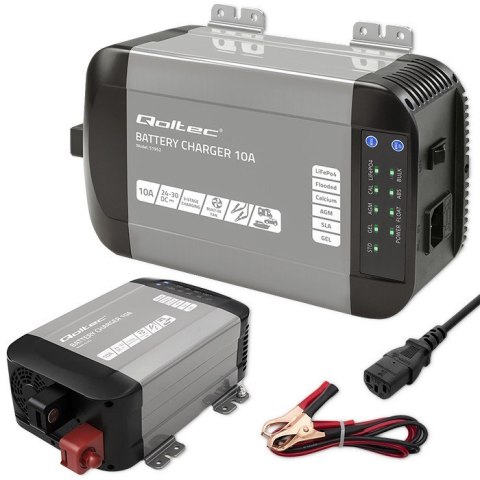 Qoltec Inteligentna ładowarka Monolith do akumulatorów LiFePO4 AGM GEL SLA | 10A | 24V