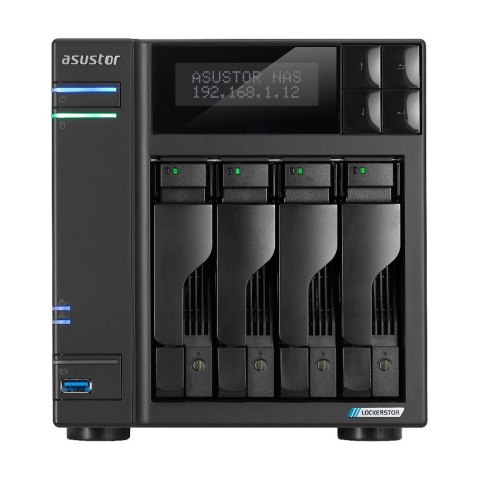 NAS Asustor AS6704T; Tower; 4x (3.5" SATA HDD/ 2.5" SSD); Intel Celeron N5105; 4GB DDR4 SODIMM (max. 16GB), 2x 2.5GbE, 4x M.2 22