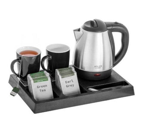 Adler Czajnik hotelowy 1.2l inox&tacka powitalna AD1354