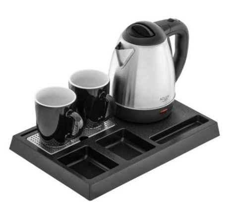 Adler Czajnik hotelowy 1.2l inox&tacka powitalna AD1354