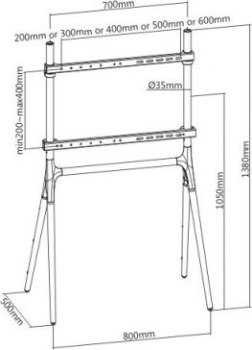 Uchwyt - Techly 107241 Stojak podłogowy do telewizora LED/LCD, 49-70'', 40kg