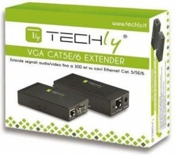 Techly 301122 Extender/Repeater sygnału VGA i Audio po skrętce Cat5 / Cat5e / Cat6, do 300m_