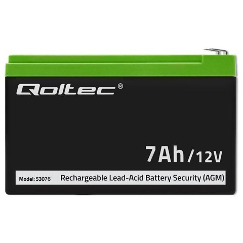 QOLTEC AKUMULATOR AGM 12V | 7AH | MAX. 105A | SECURITY