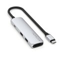 Satechi 4-w-1 USB-C Slim Multiport Adapter 4K - aluminiowy adapter do urządzeń mobilnych USB-C (USB-C, 4K HDMI, 2x USB-A) (silve