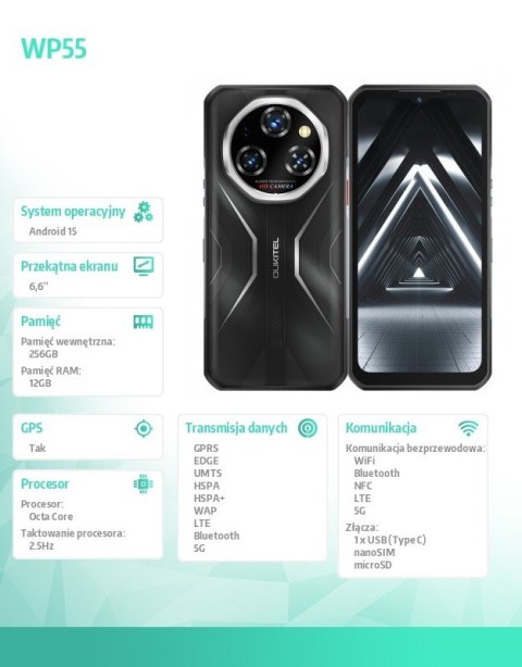 OUKITEL Smartfon WP55 5G 12/256 GB IP69K czarny