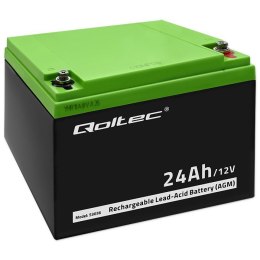 Qoltec Akumulator AGM | 12V | 24Ah | max 360A