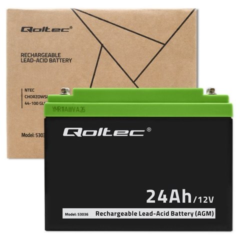 Qoltec Akumulator AGM | 12V | 24Ah | max 360A