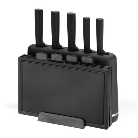 Feel-Maestro Zestaw noży + desek na podstawce MR-1412-BLACK
