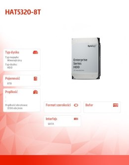 Synology Dysk HDD 8TB SATA 7.2k 3.5 HAT5320-8T 5Y