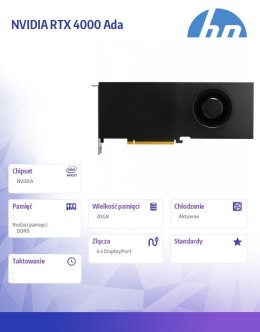 HP Inc. Karta graficzna NVIDIA RTX 4000 Ada 20GB 4DP 8D6B7AA