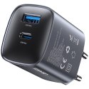 USAMS Ładowarka sieciowa T66 45W CC290 GaN Fast charge 1xUSB-A 1xUSB-C srebrny