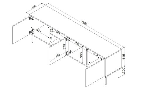 Szafka RTV INSERTO 3D1W 190x40x61,5 kaszmir + LED