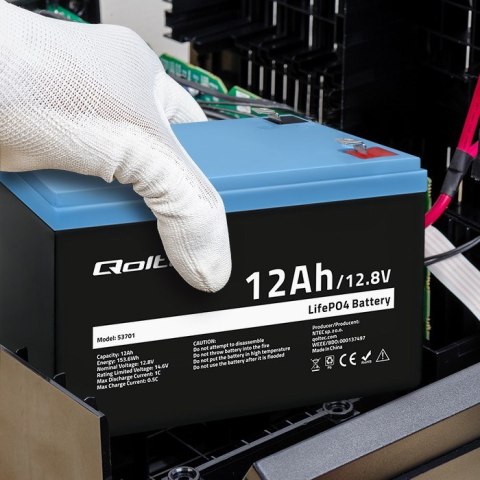 Qoltec Akumulator LiFePO4 Litowo-Żelazowo-Fosforanowy 12.8V 12Ah 153.6Wh BMS