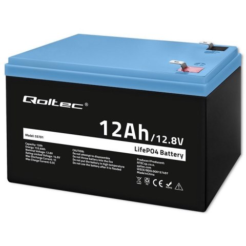 Qoltec Akumulator LiFePO4 Litowo-Żelazowo-Fosforanowy 12.8V 12Ah 153.6Wh BMS