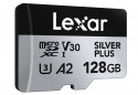 Lexar Karta pamięci microSD 128GB C10 A2 U3 V30 205/150MB/s Silver Plus