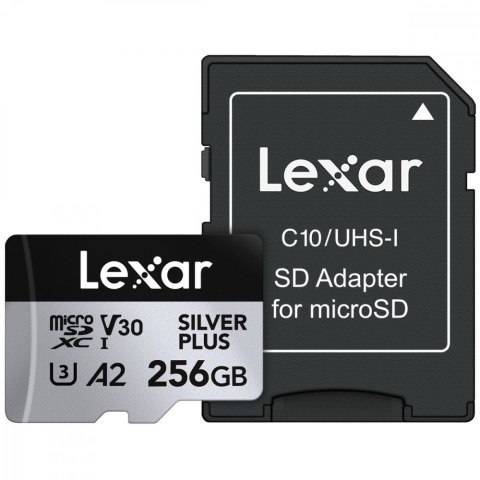 Lexar Karta pamięci microSD 256GB C10 A2 U3 V30 205/150MB/s Silver Plus