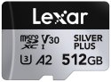Lexar Karta pamięci microSD 512GB C10 A2 U3 V30 205/150MB/s Silver Plus