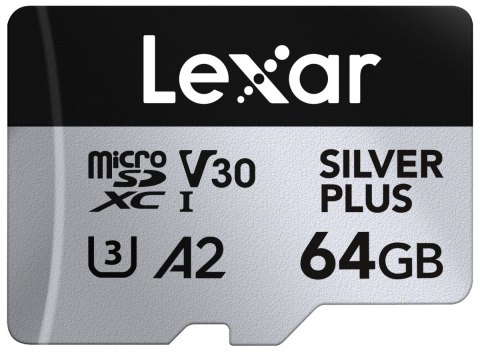Lexar Karta pamięci microSD 64GB C10 A2 U3 V30 205/100MB/s Silver Plus