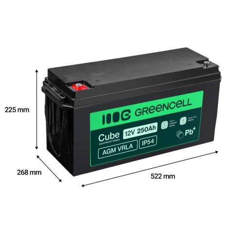 Green Cell Akumulator AGM VRLA 12V 250Ah IP54