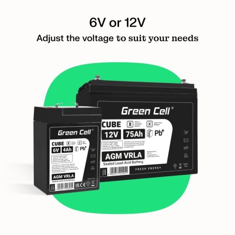 Green Cell Akumulator AGM VRLA 6V 4Ah IP54
