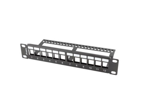 LANBERG PATCH PANEL PUSTY 12 PORT 1U 10" Z ORGANIZEREM DO MODUŁÓW KEYSTONE CZARNY PPKS-9112-B