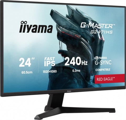 IIYAMA Monitor 23,8 cala G2471HS-B1 Fast IPS,FHD,240Hz,2xHDMI,DP, 350cd, Adaptive G-SYNC - 1920 x 1080 @48-240Hz DisplayPort Only