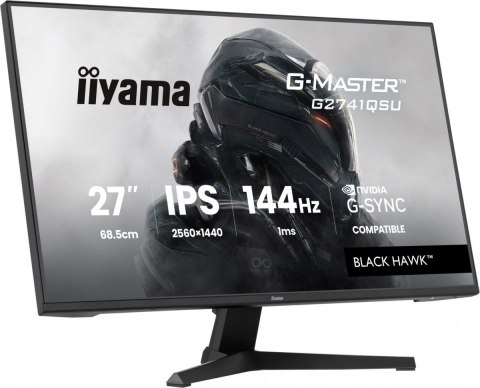 IIYAMA Monitor 27 cali G2741QSU-B1 IPS,QHD,144Hz,1ms,2xUSB Adaptive G-SYNC,HDMI,DP,350cd,