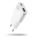 EverActive Ładowarka sieciowa SUPER SLIM QC 3.0 30W 1XUSB 1XUSB-C biała SC-380Q