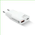 EverActive Ładowarka sieciowa SUPER SLIM QC 3.0 30W 1XUSB 1XUSB-C biała SC-380Q