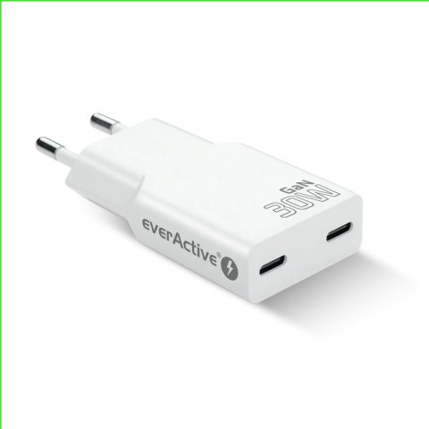 EverActive Ładowarka sieciowa SUPER SLIM QC 4+ 30W 2XUSB-C biała SC-385Q