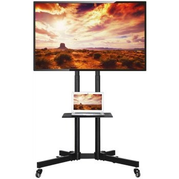 Uchwyt - Techly 105643 Mobilny stojak do telewizora LED/LCD/PDP, 37-70'', 50kg, regulowany, półka AV