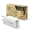 EverActive Ładowarka sieciowa GAN QC 4+ 65W 1XUSB 2XUSB-C biała SC-655Q