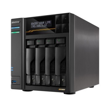 NAS Asustor AS6804T; Tower; 4x (3.5 SATA HDD/ 2.5 SSD); AMD Ryzen Embedded V3C14; 16G ECC DDR5 SODIMM (max. 64GB) 2x 10GbE 2
