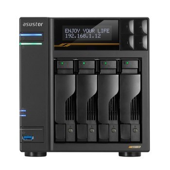 NAS Asustor AS6804T; Tower; 4x (3.5 SATA HDD/ 2.5 SSD); AMD Ryzen Embedded V3C14; 16G ECC DDR5 SODIMM (max. 64GB) 2x 10GbE 2