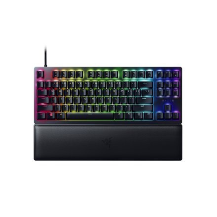Razer Łowca V2 bez klaw. num., klaw. do gier, optyczna, LED RGB, Stany Zjednoczone, czarny, przewodowe, klikający fioletowy prze
