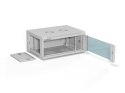 ALANTEC Szafa wisząca 19" 4U 600x450, drzwi szklane, kolor szary, do samodzielnego montażu - Flat Pack (SW-4U-600-450-01-SF)