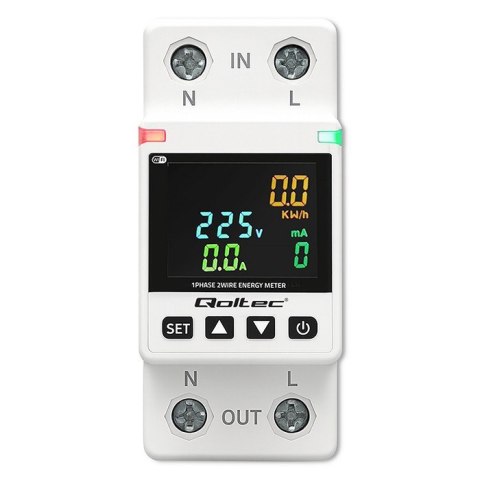 Qoltec Jednofazowy elektroniczny licznik | miernik zużycia energii | DIN35 | zdalne sterowanie | historia pomiaru | WiFi | TUYA | Smart