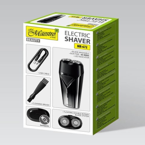 Feel-Maestro Golarka męska podróżna 2 głowice, USB MR-672