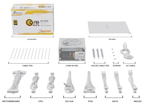 Zasilacz 650W Core SRP-CGX651-A5A32SF-W ATX 3.1 80+ Gold
