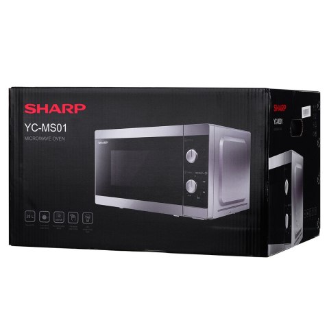 Kuchenka mikrofalowa SHARP YC-MS01E-S (800W; 20l; kolor srebrny) (WYPRZEDAŻ)