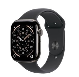 Apple Watch Series 11 GPS + Cellular, koperta 42 mm z tytanu w kolorze łupku, pasek sportowy w kolorze czarnym - rozmiar M/L