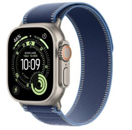 Apple Watch Ultra 3 GPS + Cellular, koperta 49 mm z tytanu w kolorze naturalnym, opaska Trail w kolorze niebieskim/jaskrawoniebieskim 