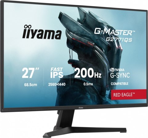 IIYAMA Monitor 27 cali G2771QS-B1 QHD,Fast IPS,DP,2xHDMI,200Hz, 350cd,Adaptive G-SYNC - 2560 x 1440 @48-200Hz DisplayPort On