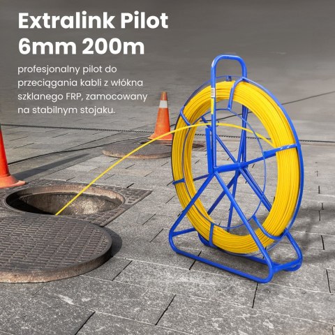 Extralink Pilot do przeciągania kabli Pilot 6mm 200m włókno szklane FRP, śr. 6mm, dł. 200m, żółty