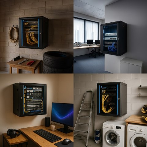 Extralink Szafa rack 4U 600x600 Czarna montowana na ścianie