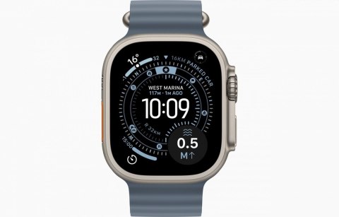 Apple Watch Ultra 3 GPS + Cellular Koperta 49 mm z tytanu w kolorze naturalnym Pasek Ocean w kolorze marynarskiego granatu