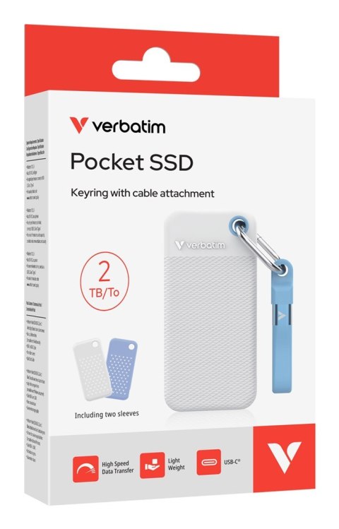 SSD 2TB Verbatim Pocket z dwoma pokrowcami biały i jasnoniebieski