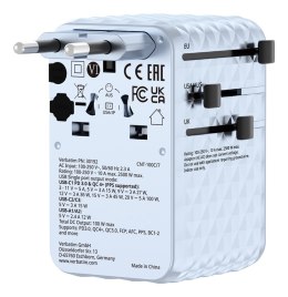 Uniwersalny zasilacz podróżny VERBATIM Charge 'N' Travel 100 W ze zwijanym kablem niebieski