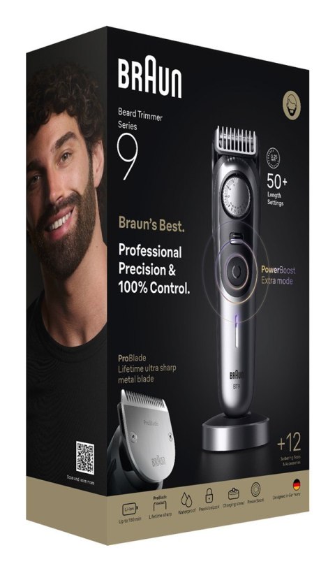 Trymer do brody Braun BeardTrimmer 9 BT9560 Mokry & Suchy Czarny, Srebrny