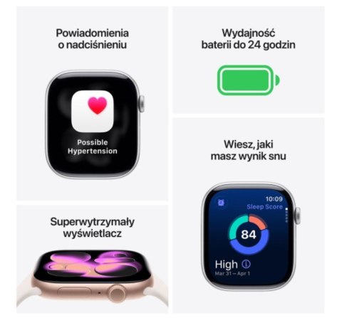 Apple Watch Series 11 GPS+Cellular koperta 42 mm z aluminium w kolorze srebrnym, pasek sportowy w kolorze mlecznego fioletu - rozmiar 